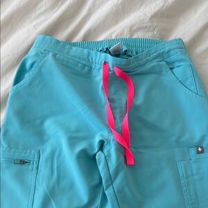 Turquoise Joggers with Pink Drawstring